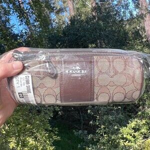 COACH Nolita Barrel Bag Oak/Maple Signature Jacquard & Smooth Leather NWT